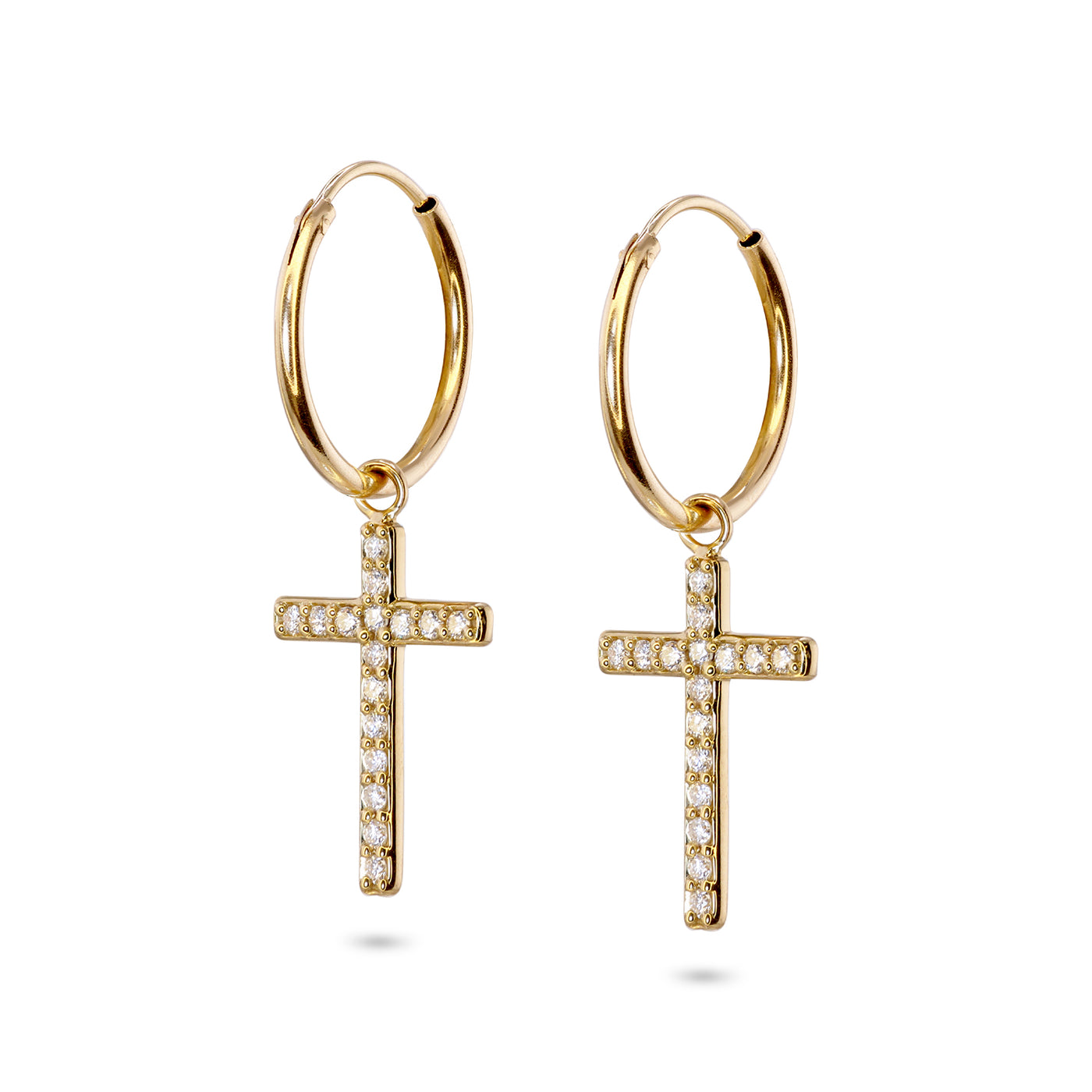 DIAMOND CROSS HOOP EARRINGS